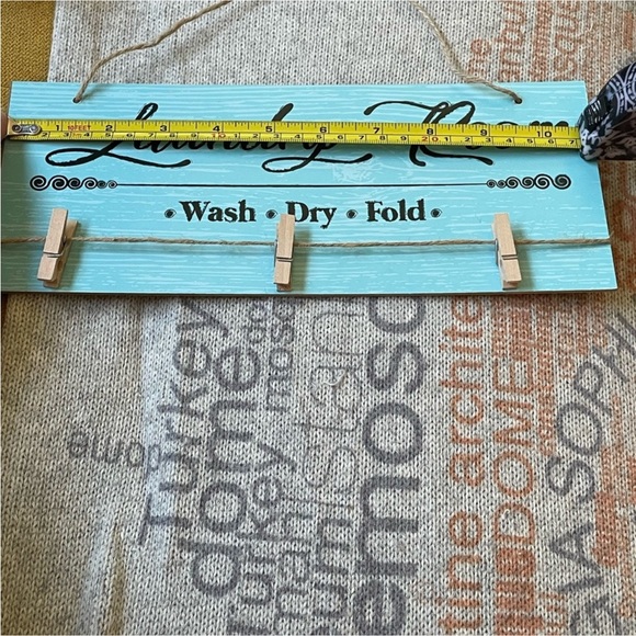 Laundry Room Blue & Black Sign With Clothespins. See pictures for measurements. - Picture 3 of 7